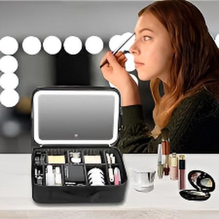 Trousse de Maquillage de Voyage avec Miroir Éclairé à LED