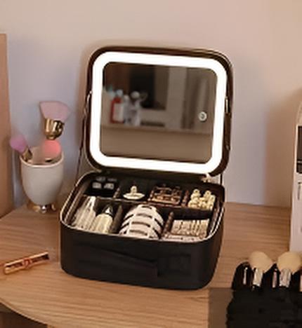 Trousse de Maquillage de Voyage avec Miroir Éclairé à LED