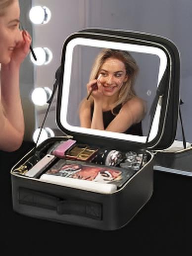 Trousse de Maquillage de Voyage avec Miroir Éclairé à LED